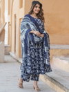 Navyblue Colour Rayon Printed Kurti With Pant Dupatta Bulk Orders In India Aaradhna 2054